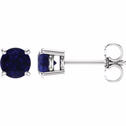 1874:70002:P 14kt White 5mm Round Blue Sapphire Earrings