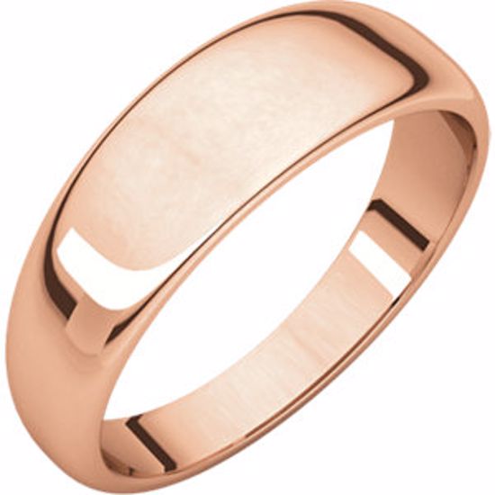 HRT7.5:148868:P 14kt Rose 6mm Half Round Tapered Band