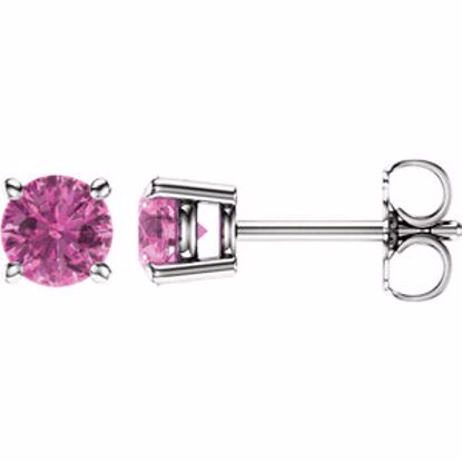 1874:70004:P 14kt White 5mm Round Pink Sapphire Earrings