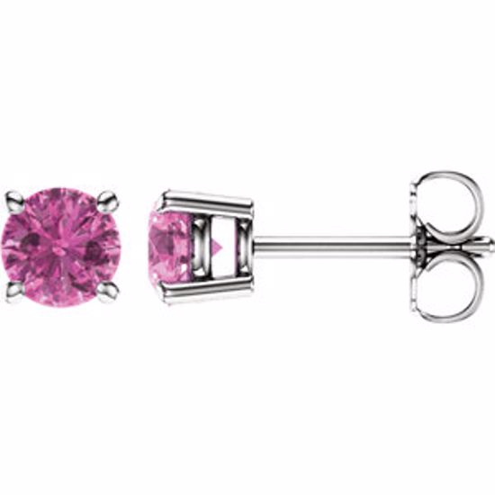 1874:70004:P 14kt White 5mm Round Pink Sapphire Earrings