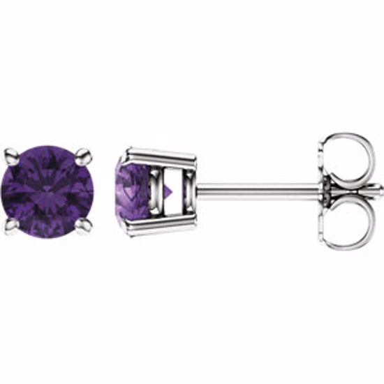 1874:70008:P 14kt White 5mm Round Amethyst Earrings