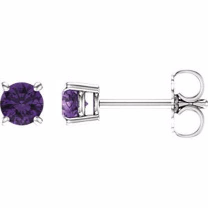 1874:70010:P 14kt White 4mm Round Amethyst Earrings