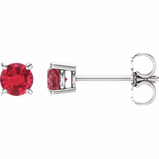 1874:70015:P 14kt White 4mm Round Ruby Earrings