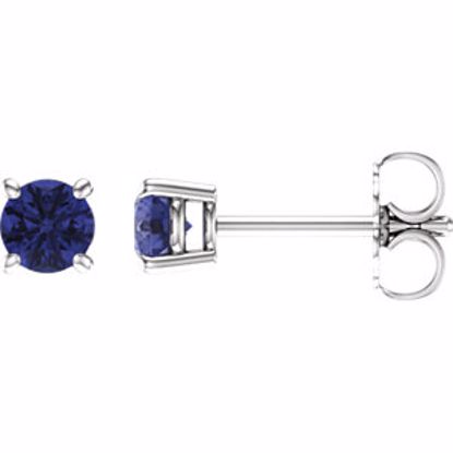 1874:70019:P 14kt White 4mm Round Purple Tanzanite Earrings