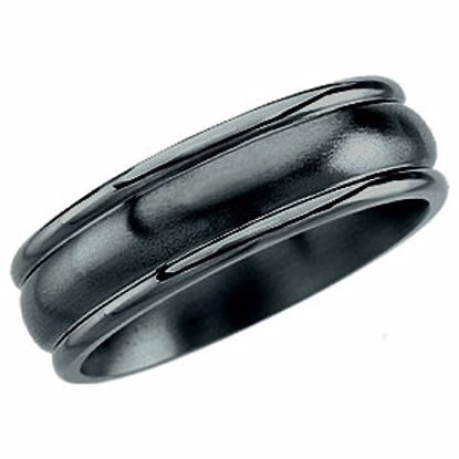 T901:1013:P Black Titanium 7.5mm Grooved Band Size 13