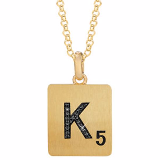 651121:130:P Gold Plated Sterling Silver .05 CTW Black Diamond Letter "K" 18" Necklace