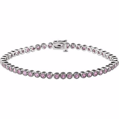 651257:70004:P 14kt White Pink Sapphire 7.25" Line Bracelet