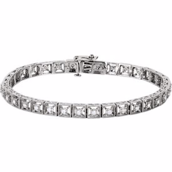 651261:60001:P 14kt White 1/2 CTW Diamond Fashion Tennis 7" Bracelet