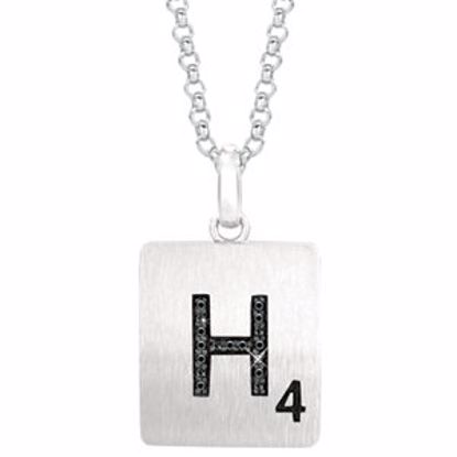 651121:137:P Sterling Silver .05 CTW Black Diamond Letter "H" 18" Necklace