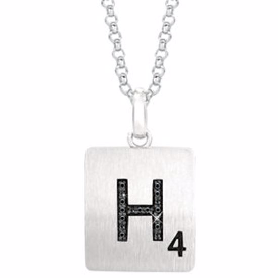 651121:137:P Sterling Silver .05 CTW Black Diamond Letter "H" 18" Necklace