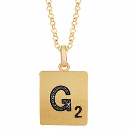 651121:138:P Gold Plated Sterling Silver .05 CTW Black Diamond Letter "G" 18" Necklace