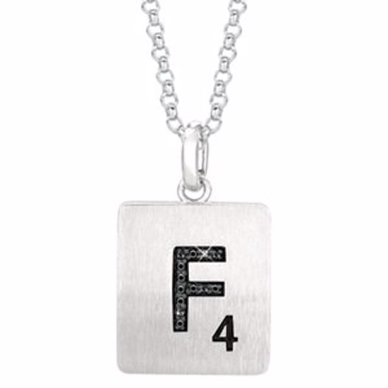 651121:141:P Sterling Silver .03 CTW Black Diamond Letter "F" 18" Necklace