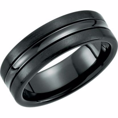 T1015:1012:P Black Titanium 7.5mm Grooved Band Size 12