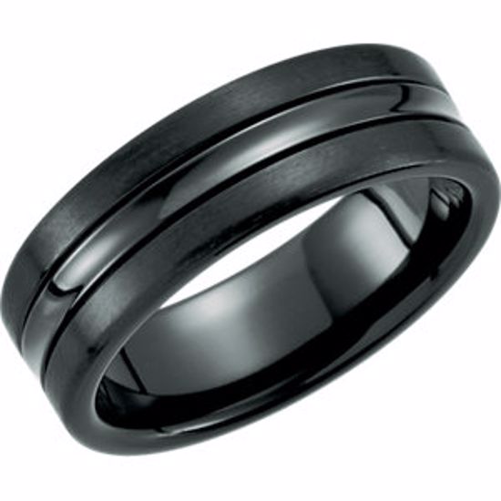 T1015:10125:P Black Titanium 7.5mm Grooved Band Size 12.5