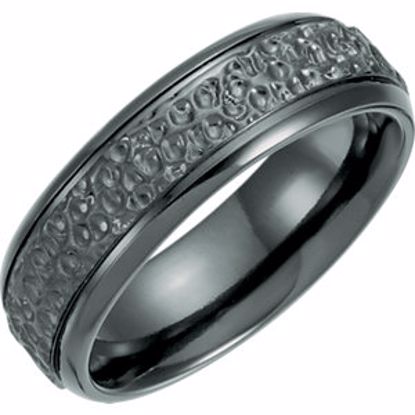 T1017:1012:P Black Titanium 7.5mm Grooved Hammered Band