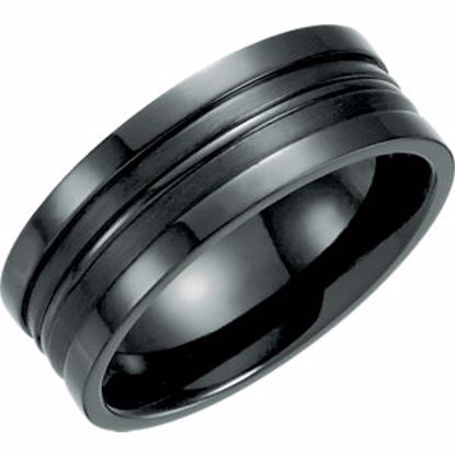 T1022:1011:P Black Titanium 8mm Grooved Band Size 11