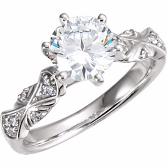 121965:60009:P Continuum Sterling Silver 1/5 CTW Diamond & 4mm Cubic Zirconia Sculptural Inspired Engagement Ring