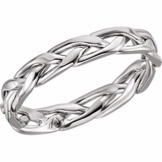 50127:102:P Platinum 3.75mm Hand Woven Band Size 7.25