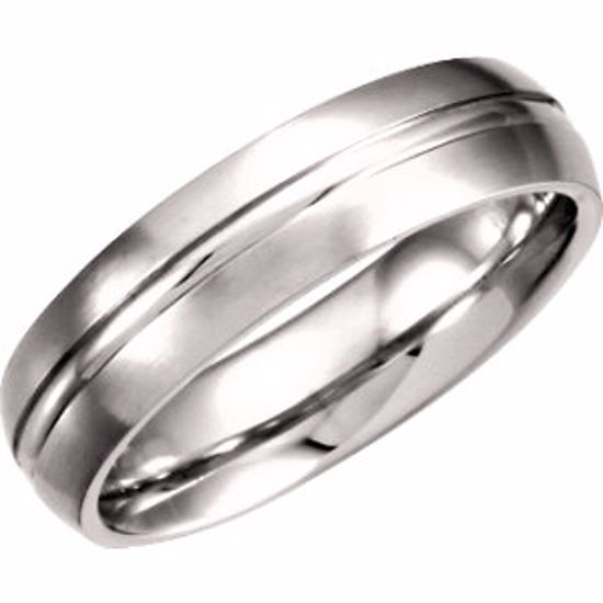 51211:108:P Platinum 6mm Fancy Carved Band with Satin Finish Size 7.5