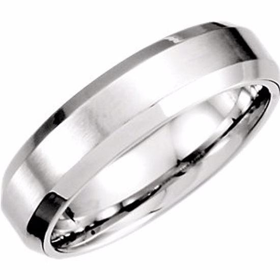 51213:104:P Platinum 6mm Beveled Edge Band with Satin Finish Size  5.5