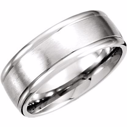 51214:119:P Platinum 8mm Fancy Carved Band with Satin Finish Size 13.5