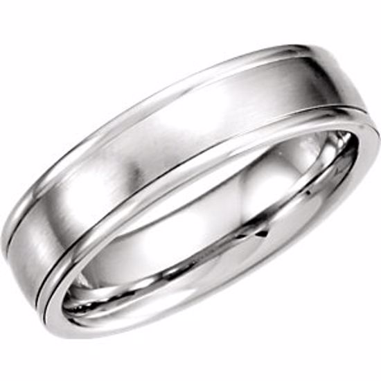 51207:120:P Platinum 6mm Fancy Carved Band with Satin Finish Size 14