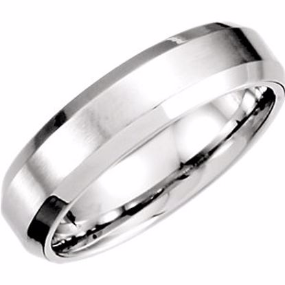 51213:120:P Platinum 6mm Beveled Edge Band with Satin Finish Size  14