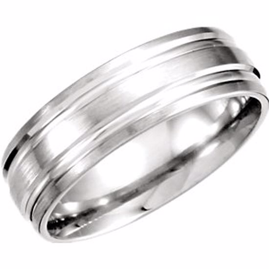 51208:112:P Platinum 7mm Double Cut Fancy Carved Band with Satin Finish Size 9.5
