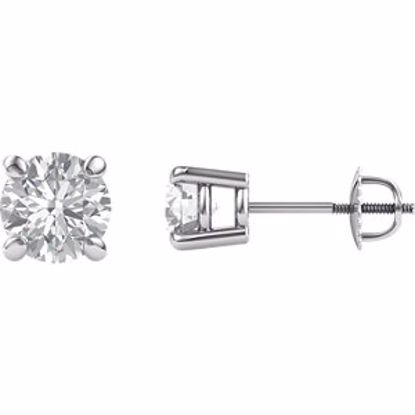 651174:60004:P 14kt White 6.5mm Round Forever Brilliant Created Moissanite 4-Prong Threaded Post Earrings