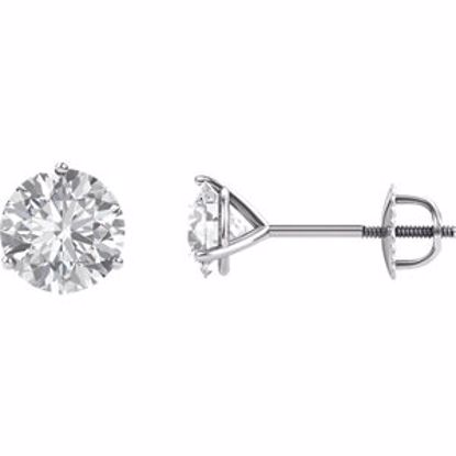 64846:60014:P Charles & Colvard Moissanite® 3-Prong Threaded Post Stud Earrings