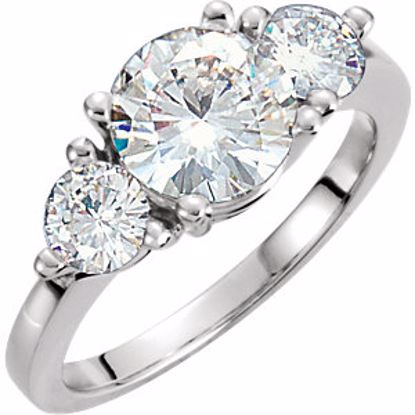 64727:110003:P 14kt White Forever Brilliant® Moissanite 3-Stone Engagement Ring