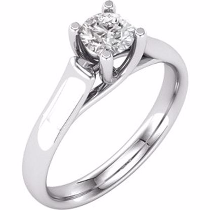 64609:60007:P 14kt White 5mm Round Forever Brilliant® Moissanite Engagement Ring