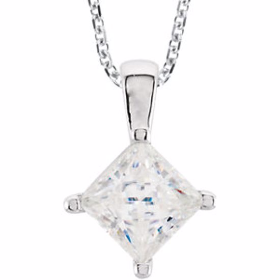 651131:60000:P 14kt X1 White 5mm Square Forever Brilliant® Moissanite 18" Necklace
