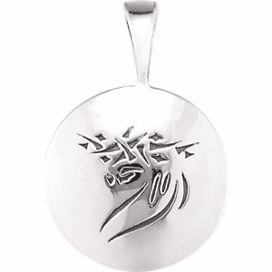 85834:103:P Sterling Silver Heartprint Jesus Pendant