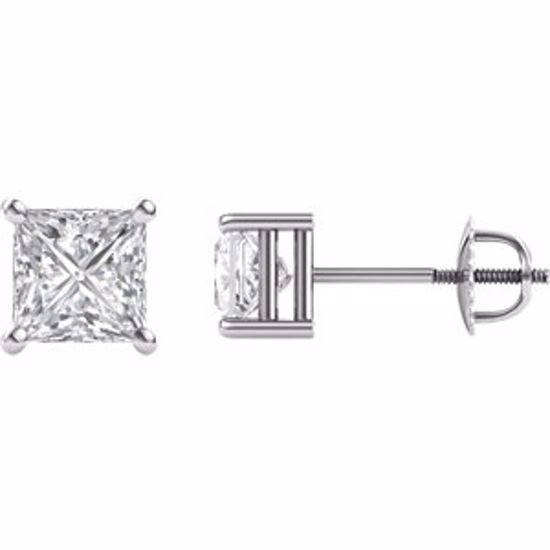 651152:60010:P 14kt White 5.5mm Square Forever Brilliant Created Moissanite 4-Prong Threaded Post Stud Earrings