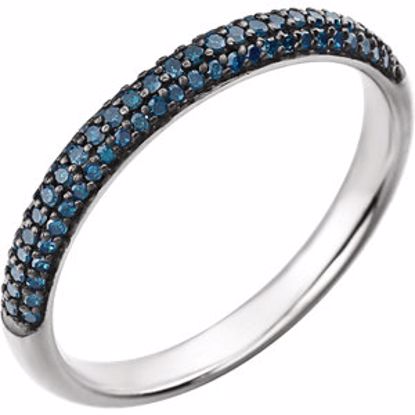 651254:105:P 14kt White 1/4 CTW Teal Blue Diamond Anniversary Band