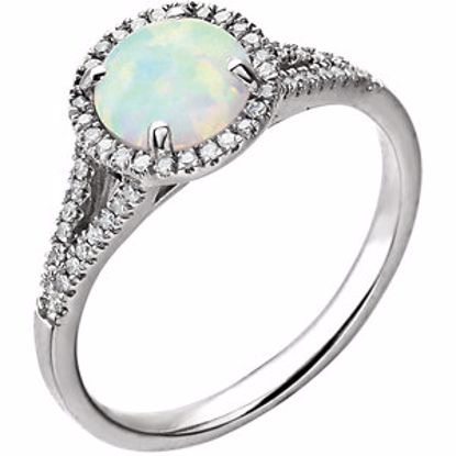 651300:70000:P 14kt White Created Opal & 1/5 CTW Diamond Ring