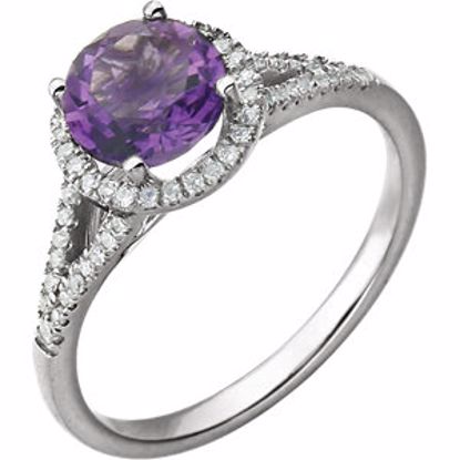 651300:70002:P 14kt White Amethyst & 1/5 CTW Diamond Ring