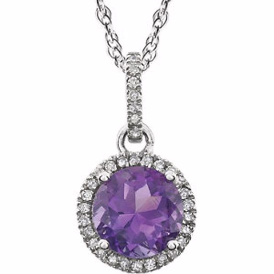 651301:70002:P 14kt White Amethyst & 1/10 CTW Diamond 18" Necklace