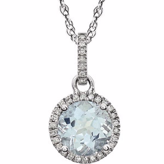 651301:70003:P 14kt White Aquamarine & 1/10 CTW Diamond 18" Necklace