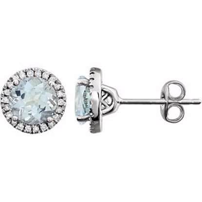 651302:70003:P 14kt White Aquamarine & 1/8 CTW Diamond Earrings