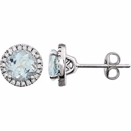 651302:70003:P 14kt White Aquamarine & 1/8 CTW Diamond Earrings