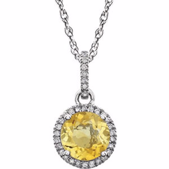 651301:70006:P 14kt White Citrine & 1/10 CTW Diamond 18" Necklace