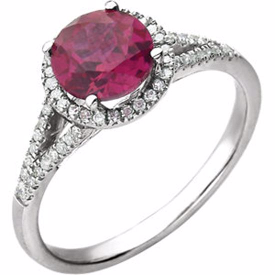 651300:70007:P 14kt White Created Ruby & 1/5 CTW Diamond Ring