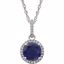 651301:70008:P 14kt White Created Blue Sapphire & 1/10 CTW Diamond 18" Necklace