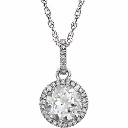 651301:70009:P 14kt White Created White Sapphire & 1/10 CTW Diamond 18" Necklace