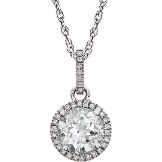 651301:70009:P 14kt White Created White Sapphire & 1/10 CTW Diamond 18" Necklace