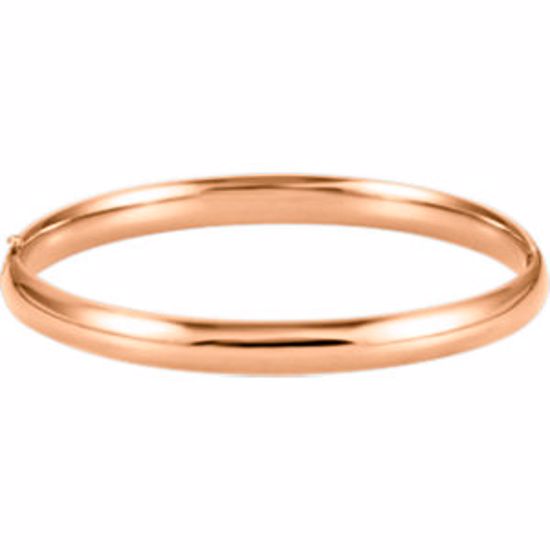 BRC185:239023:P 14kt Rose 6.5mm Hinged Bangle Bracelet 