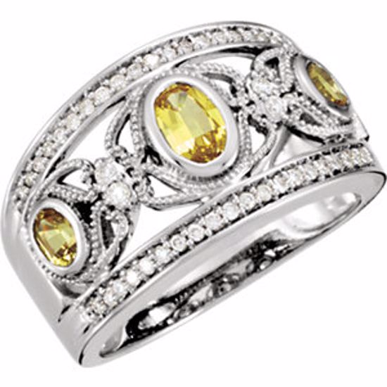 650739:70001:P 14kt White Canary Yellow Sapphire & 1/4 CTW Diamond Ring