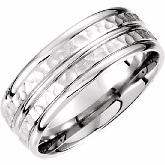 51182:191:P Platinum 8mm Fancy Carved Band Size 7.5